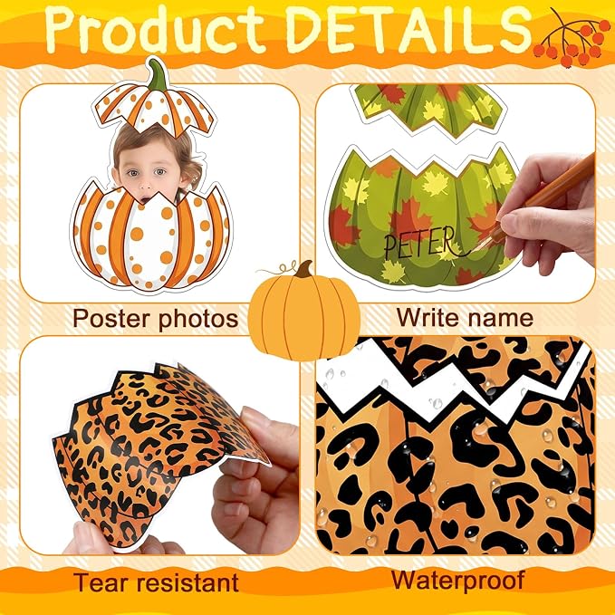 Gersoniel 72 Pcs Kid Fall Pumpkin Decor Autumn Bulletin Board Cutout | Autumn - Image 5