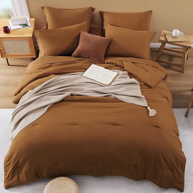 WRENSONGE Twin Comforter Set- 5 Pieces Terracotta Bed in a Bag, All Season Twin - Image 4