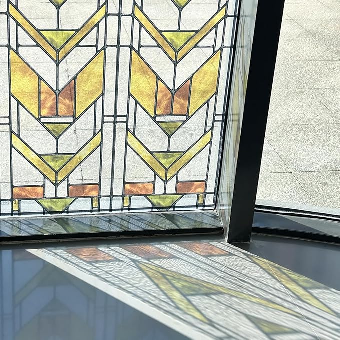 Faux Stained Glass Effect Transparent Window Film, Original Hand Drawn Static by Flortlias