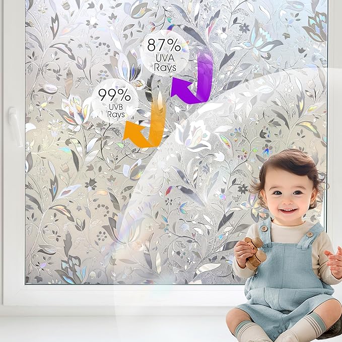 HIDBEA Window Privacy Film, 3D Stained Glass Static Cling - Image 2