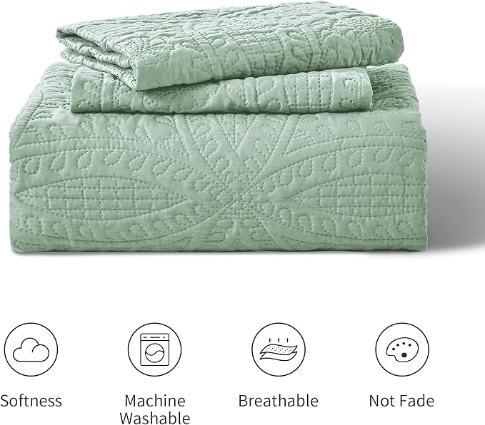 Love's cabin Oversized King Size Quilt Bedding Set Sage Bedspreads - Image 8