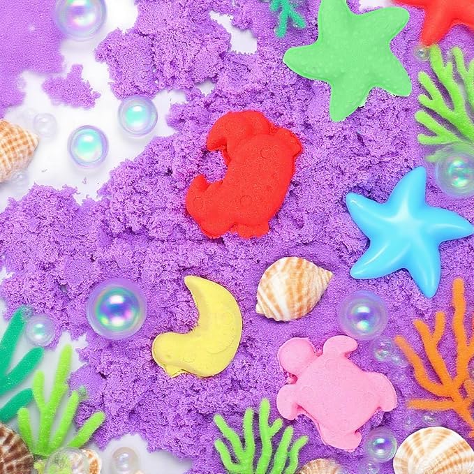 FURWEY Play Sand Set, with 13.3lbs of Colorful Sensory Sand, Plus 15 Tools & - Image 6