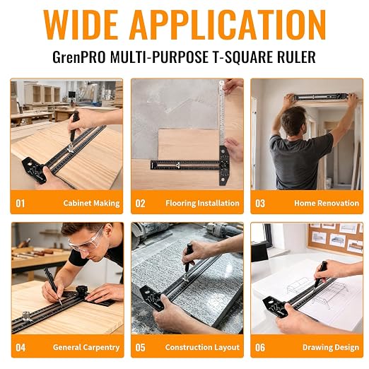 GRENPRO Combination Speed T-Square Ruler Angle Finder Woodworking Tools | - Image 7