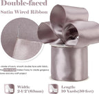 HUIHUANG Lilac Satin Wired Ribbon 2.5 inch Dusty Purple Double-Faced Satin Wire - Image 2