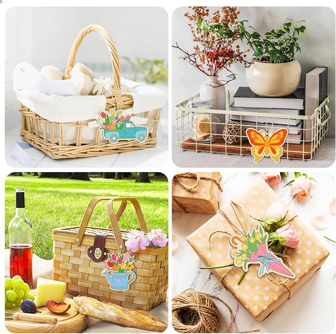 80PCS Wooden Spring Ornaments to Paint, 10 Styles DIY Blank Unfinished Wood - Image 6