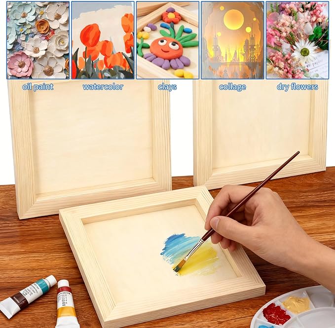 FSWCCK 5 Pack 6 x 6 inch Wood Panel Boards, Unfinished Wood Canvas Panels - Image 5