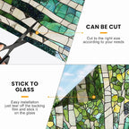 Stained Glass Window Privacy Film: Non-Adhesive Sun and Landscape Mosaic Design - Image 6