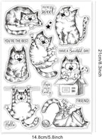 GLOBLELAND 8.3x5.8in Cartoon Cat Clear Stamps Lovely Cat Silicone Stamp Wish - Image 6