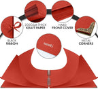 Bstorify Square Scrapbook Photo Albums 50 Pages Red Thick Paper, Ribbon Closure - Image 3