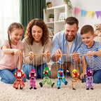 Meooeck 6 Pack Wooden Marionette Puppets Pull String Puppets, Include 6 Colors - Image 5