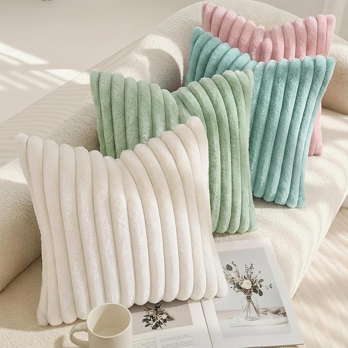 decorUhome Summer Cozy Faux Fur Throw Pillow Covers 12x20 Set of 2 Decorative - Image 7