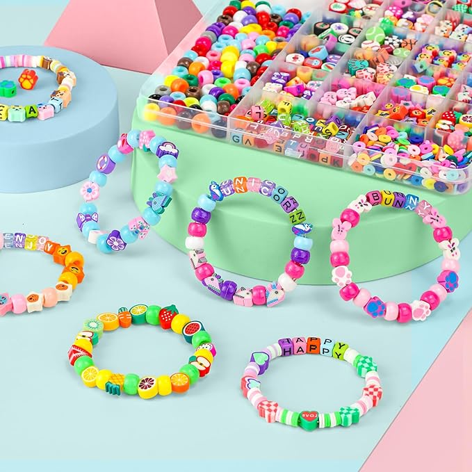 Gionlion 1200 Pcs Polymer Clay Beads Bracelet Making Kit, 25 Style Animal Fruit - Image 2