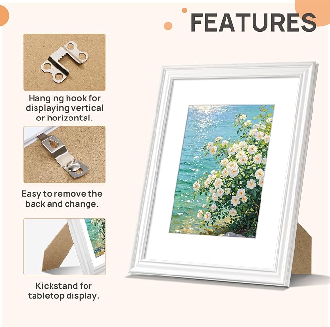 upsimples 8.5 by 11 Picture Frame, Vintage Frames Decor, Wall or Tabletop - Image 5