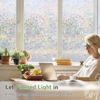 LUTE Rainbow Window Privacy Film, Stained Glass Cling, 35.4" x 157.4" | 3D - Image 2