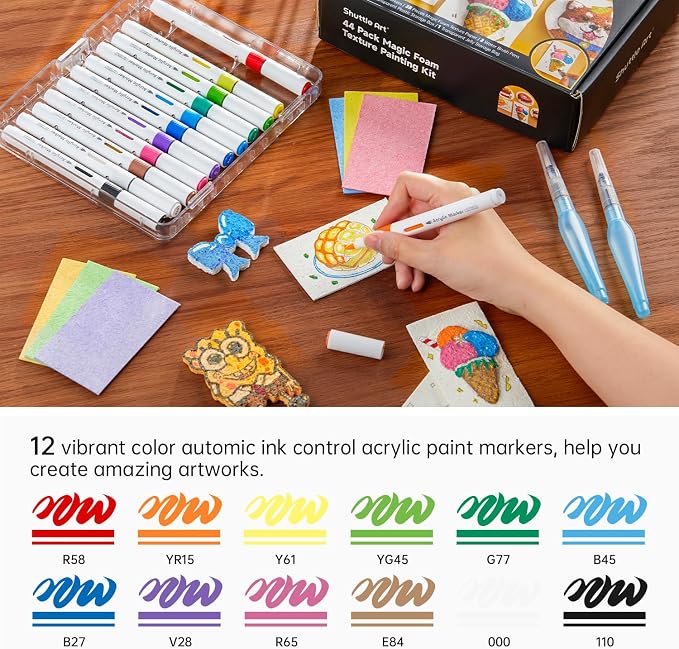 Shuttle Art 44 Pcs Magic Foam Texture Painting Kit, Including 28 Pcs Foam - Image 4