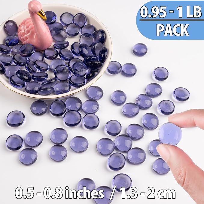 Purple Glass Marbles, 0.97 LB Transparent and Smooth Flat Glass Beads - Image 3