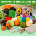 Needle Felting Kit for Beginners, 28 Colors Wool Roving DIY Succulent Plants - Image 3