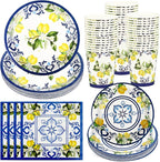 250 PCS Capri Lemon Party Tableware Supplies, Disposable Blue Paper Plates Cups by Unknown
