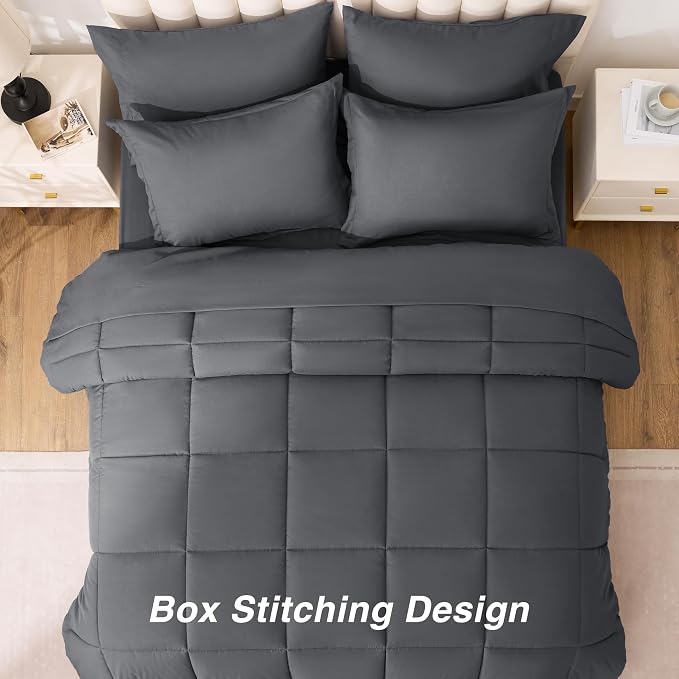 Love's cabin California King Comforter Set Soot Grey, 7 Pieces California King - Image 4