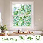 LUTE Stained Glass Window Privacy Film, Leaf Rainbow, 17.5" X 157.4" | No Glue - Image 6
