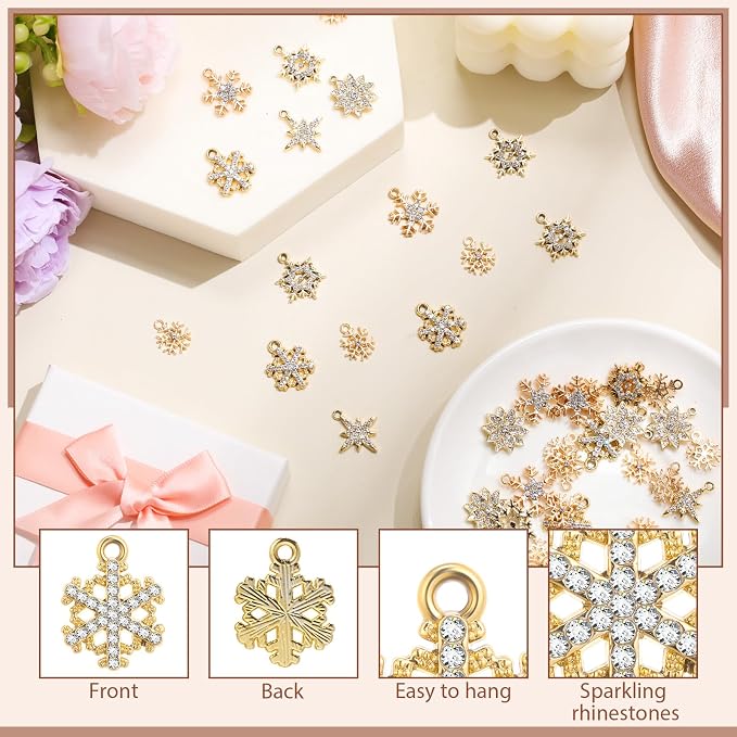 Landical 50 Pcs Winter Snowflake Charms - Image 4