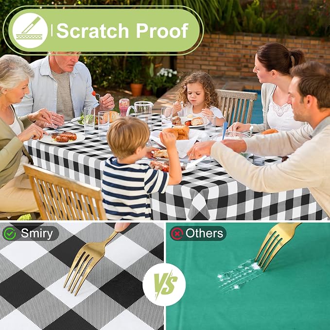 Smiry Rectangle Table Cloth, Waterproof Vinyl Tablecloth - Image 5