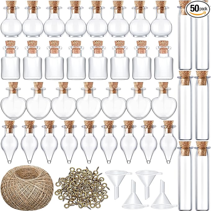 Geiserailie 50 Pieces Small Tiny Glass Spell Jars Bottle by Geiserailie