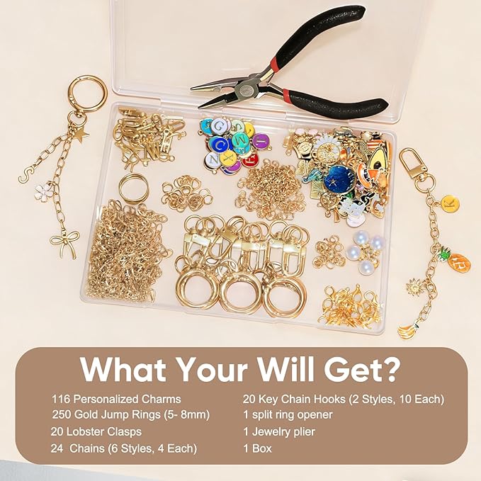 WDXIUE Keychain Making Kit, Charms Lip Gloss Key Chain Bracelet Design Set - Image 4