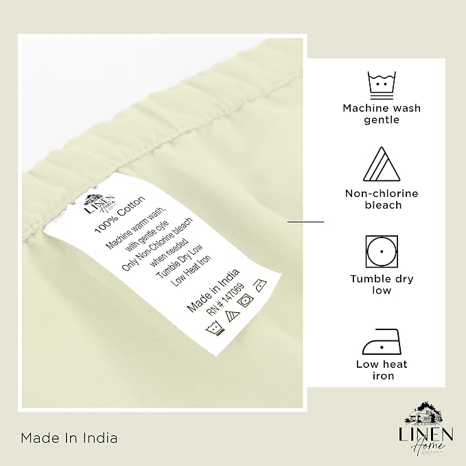 Linen Home 100% Cotton Percale 1 Flat Sheet, King Size - Image 4