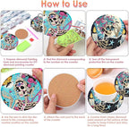 ijbnhd 8 PCS Skull Diamond Art Coasters Kit Diamond Painting Coasters | Skull - Image 7
