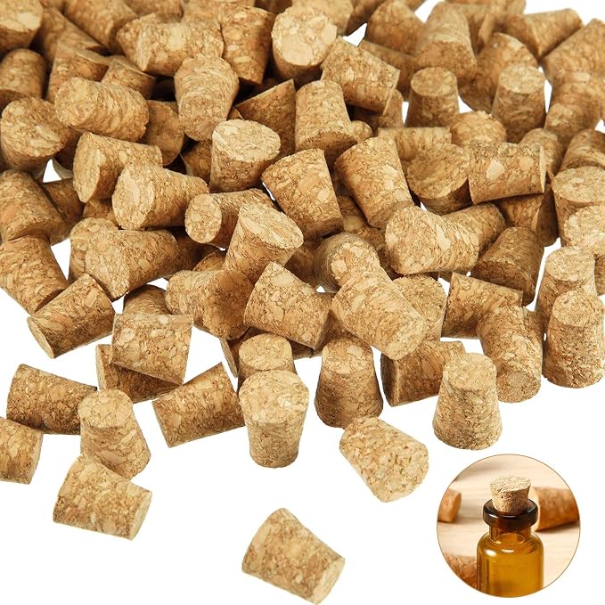 Jetec 350 Pcs Small Cork Stoppers Mini Tapered Cork Plugs, 0.4 x 0.3 in | Glass by Jetec