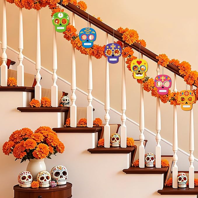 COCHIE Day of the Dead Skull Wood Crafts to Paint Set of 24, Día De Los Muertos - Image 7
