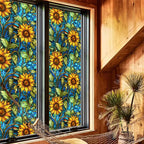 Sunflower Stained Glass Window Film, Non Adhesive Privacy Film, Stained Glass - Image 4
