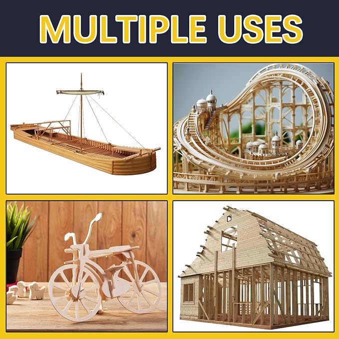 150 Pcs Balsa Wood Sticks 1/8 x 1/8 x 12 Inch balsa Wood Strips Hardwood Square - Image 6