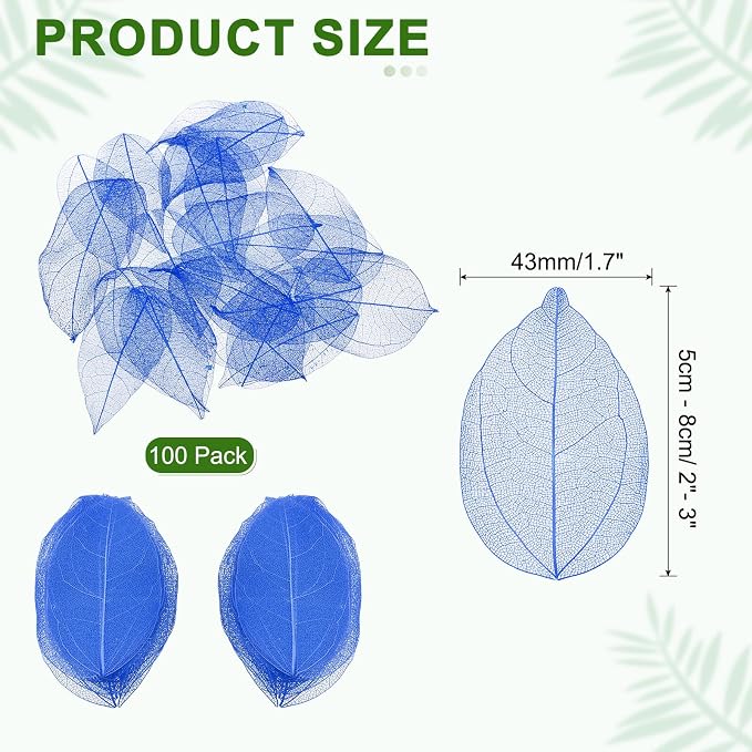 uxcell 100 Pcs Dark Blue Skeleton Leaves - Image 2