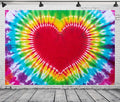 BELECO Tie Dye Party Backdrop Fabric 5x3ft Watercolor Rainbow Heart Shape Love by BELECO