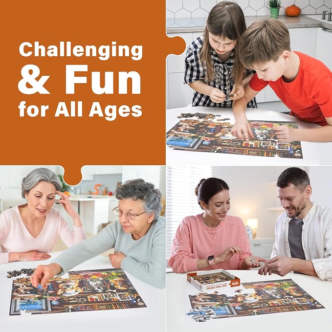 BenBen Puzzles for Adults 500 Pieces, Dogs' Dinner Party, Dog Jigsaw Puzzle - Image 7