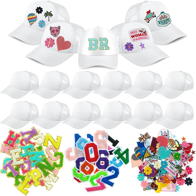 Hercicy 12 Pack DIY Trucker Hats Kit, Sublimation Blank Baseball Caps by Hercicy