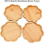 4PCS Mosaic Bamboo Coasters for Crafts, Blank Base Trays, Drinking Cup Coaster - Image 3