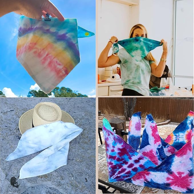 White Bandanas Women Men Large Cotton Tie Dye Party Supplies Plain Head Wrap - Image 3