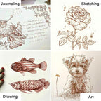 Muchcute Micro Fineliner Drawing Art Pens: 6 Sepia Fine Line Waterproof Ink Set - Image 6