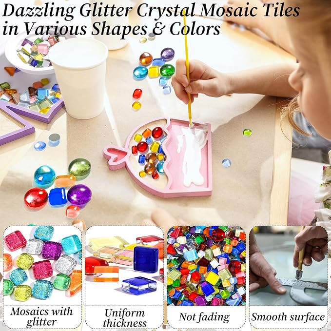 3200 Pcs Colorful Irregular Crystal Mosaic Tiles, 6.6lb Tiny Mosaic Tile DIY - Image 4