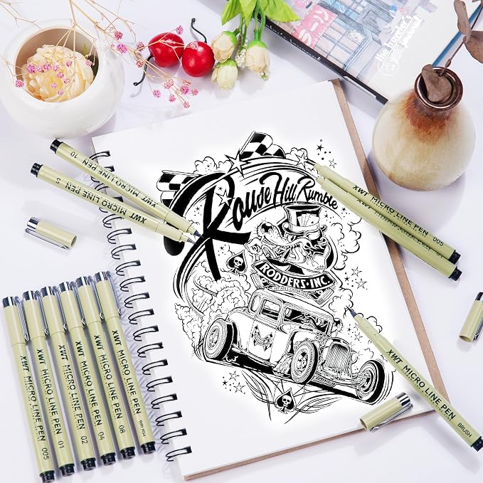 Micro Fineliner Pens 6 Size/Set, Ultra Fine Fineliner Pen, Brush Marker Pen - Image 4