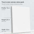 PHOENIX Large Stretched Canvas for Painting 18x24 Inch/5 Value Pack, 8 Oz - Image 3