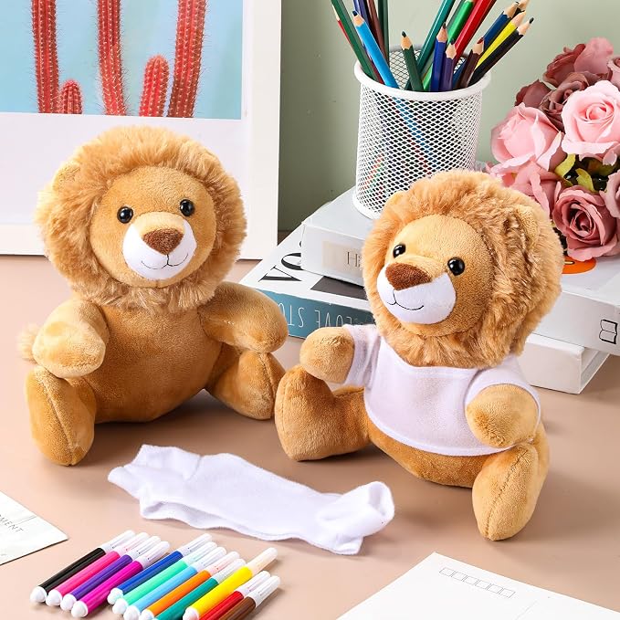 Blueweenly 64 Pcs Make Your Own Stuffed Animal Lion Kit Including 6 Inches Soft - Image 7