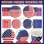 450 Pcs 4th of July Patriotic Tableware Set Decorations USA Red White Blue - Image 3