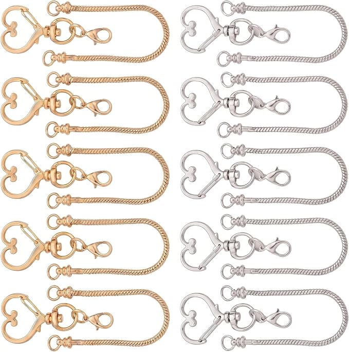 10PCS Beadable Keychain Bars Mixed Color Chain Keychains Key Chain Making Kit by PIPITREE