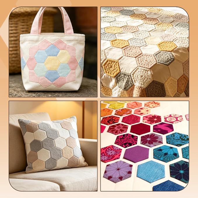 Neworkg 600 PCS Hexagon Piecing Paper Templates, 1.25" White Paper templates - Image 4
