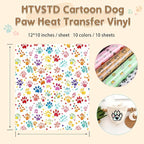 HTVSTD Dog Paw HTV Heat Transfer Vinyl 10Sheets 12×10in Iron on Vinyl | Cartoon - Image 2