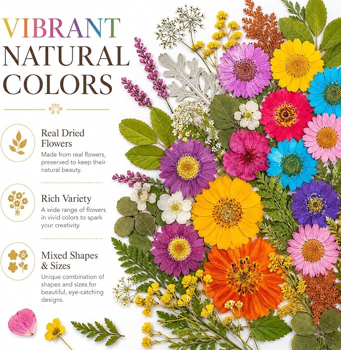 181 pcs Dried Flowers for Resin, Natural Flowers and Leaves Kit - Image 9